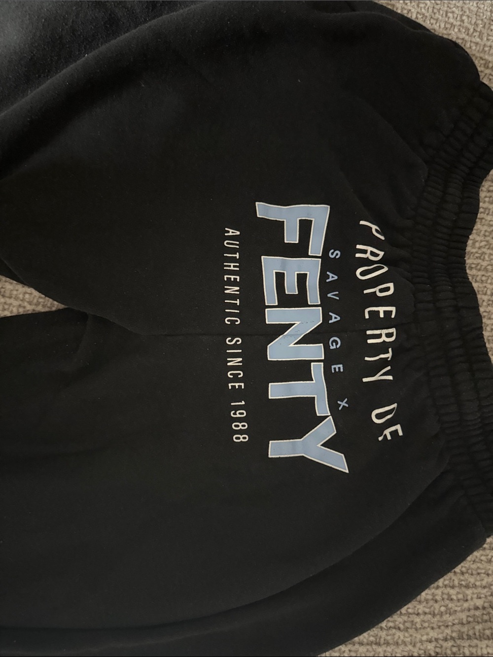 Savage X Fenty Black Sweatpants with Light Blue Logo